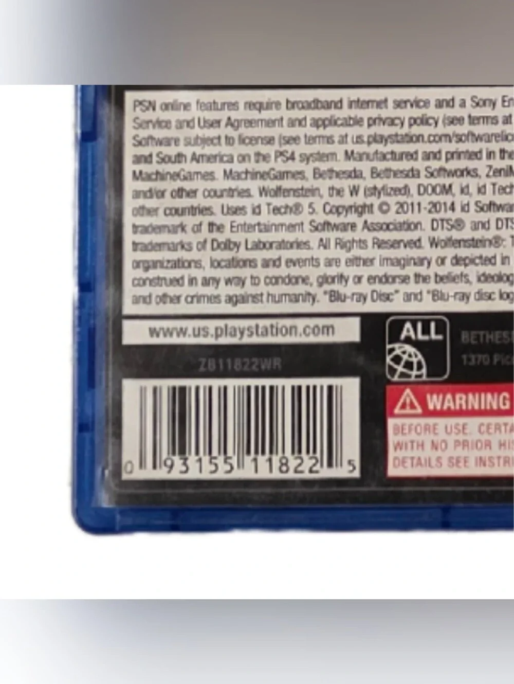 Bethesda Wolfenstein: The New Order Pre-Owned - PS4 - FAST SHIPPING